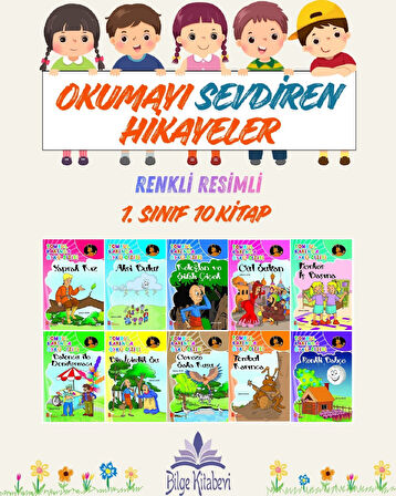 1. Sınıf Okumayı Sevdiren Renkli Resimli Hikayeler 2 - 10 Kitap