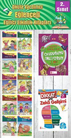 2. Sınıf Okula Yardımcı Eğitici Okuduğumu Anlıyorum - Dikkat ve Zeka Gelişimi - 10 lu Hikaye Seti 2