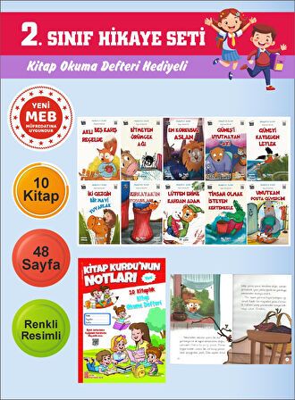 2.Sınıflar İçin Okumayı Sevdiren 10 lu Hikaye Seti 13 (Kitap Okuma Defteri Hediyeli)