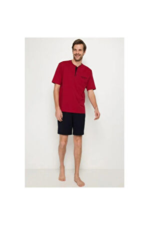 Erkek Bordo Pamuklu 3'lü Pijama Takımı P.İ.E.R..R.O.Z.7..0.L.T.