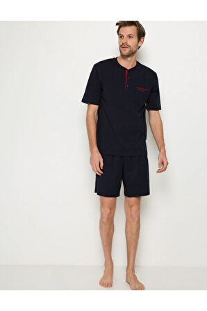 Erkek Lacivert 3lu Pijama Takımı Siyah Atlet Boxer Takım   5370-155