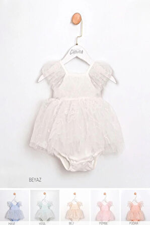 Kız Bebek Pudra Yıldız Pul Desenli Tulum Elbise