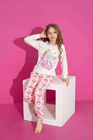 Kız Çocuk Desenli Uzun Kollu Pijama Takımı