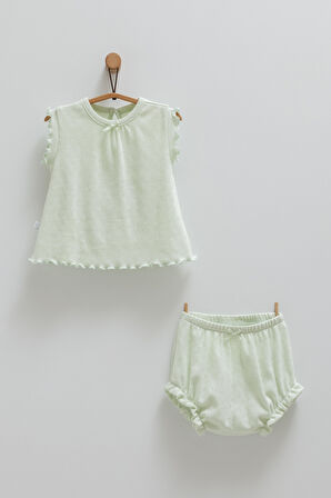 Kız Bebek 2'li Takım Yeşil Kısa Şortlu