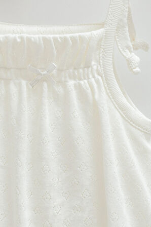 Kız Bebek 2'li Jile Ekru Askılı Şortlu