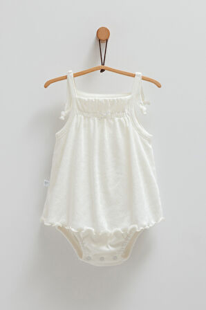 Kız Bebek 2'li Jile Ekru Askılı Şortlu
