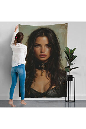 Esmer Latin Güzeli Kadın Duvar Örtüsü-7779