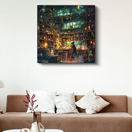 Büyücünün Laboratuvarı - Mistik Şişeler Anime Kanvas Tablo