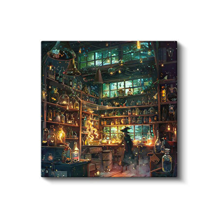 Büyücünün Laboratuvarı - Mistik Şişeler Anime Kanvas Tablo