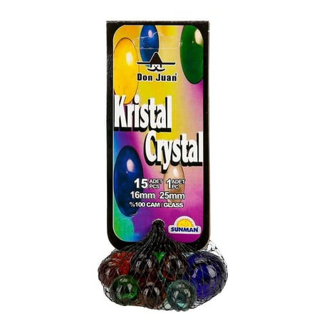 Sunman Oyuncak Kristal Renkli Misket 15+1 File S01002995 (Karışık Renk 1 Set)