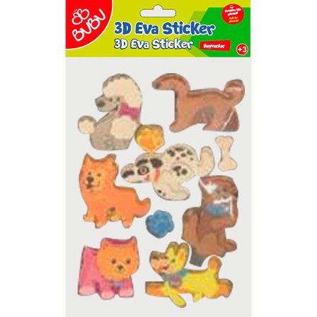 Bu-Bu 3D Eva Simli Sticker Karışık Hayvanlar Bubu-Sts045