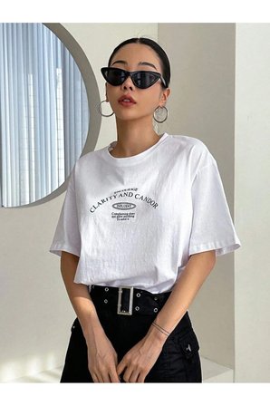 Unisex Clarıty And Candor Baskılı Tasarım Tshirt