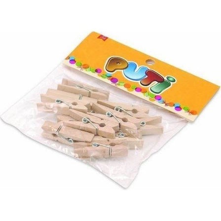 Puti Ahşap Büyük Mandal Natural 12 Li 8795 (2 Paket)