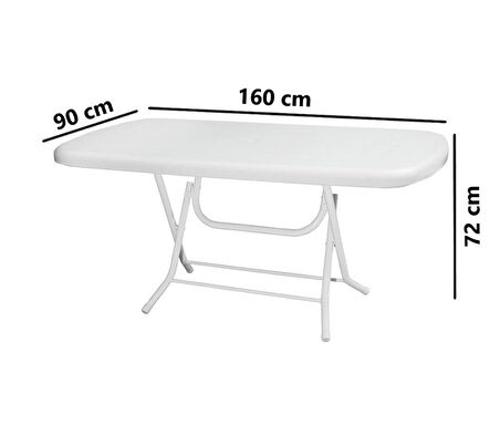 Omnipazar MT-GFM230 Prima Grande Plastik Dikdörtgen Bahçe Balkon Masa 90x160 cm Beyaz