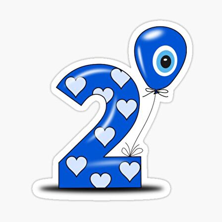 2 Yaş Nazar Sticker Yapıştırması Etiket 20 cm