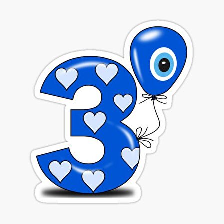 3 Yaş Nazar Sticker Yapıştırması Etiket 20 cm