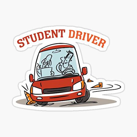 Arabada Acemi Şöför var  Sticker Yapıştırma 19CM md3