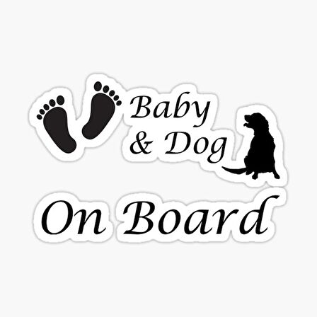 Arabada Bebek ve Köpek var Sticker Etiket 19CM md3