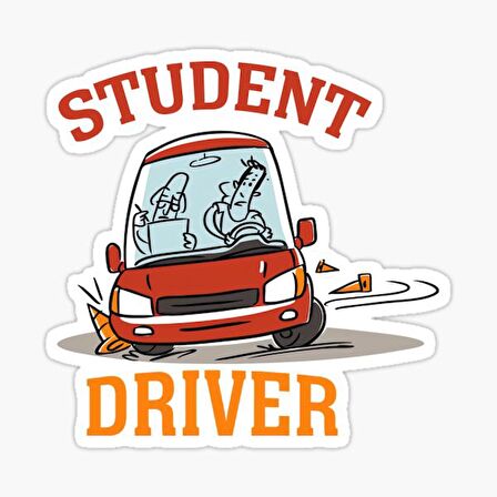 Arabada Öğrenci Şöför var  Sticker Yapıştırma 19CM md1