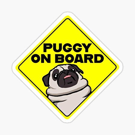 Arabada Puggy Köpek Var Araç Sticker Etiket 19CM md2