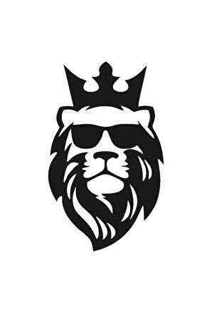Aslan Araba Sticker Etiket Siyah Renk 18CM