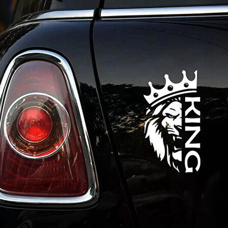 Aslan Araba Sticker Etiket Yapıştırması 19CM BEyaz