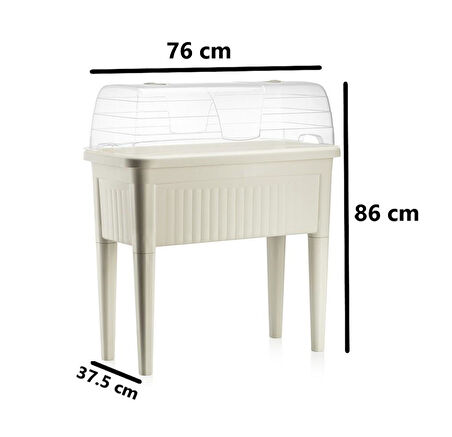 Omnipazar SO-ABS3 Fanuslu Ayaklı Bahçe Yetiştirme Saksı Seti 60 Litre No 3