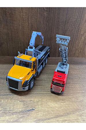 Oyuncak Die Cast Sesli Kamyon Metal Oyuncak Çekici Itfaiye Sesli Işıklı Sarı Scn