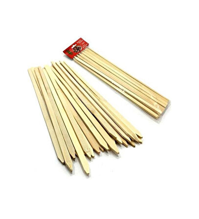 Bambu Adana Kebap Şişi Ahşap 25 Adet Yassı Çöp Şiş Kebap Şişi 30 cm