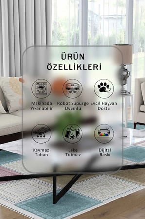 Yıkanabilir Kaymaz Taban Dijital Baskılı Halı ve Yolluk – Leke Tutmaz Salon & Mutfak Halısı
