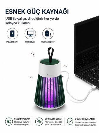USB Şarjlı Sivrisinek Öldürücü Lamba Elektrikli Cızz Sinek Tuzağı LED Mor Işıklı Taşınabilir Sinek Savar