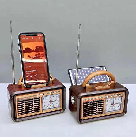 Everton Rt-749 Bluetooth Fm-usb-tf-aux Şarjlı Nostaljik Saatli fener özelikli Radyo