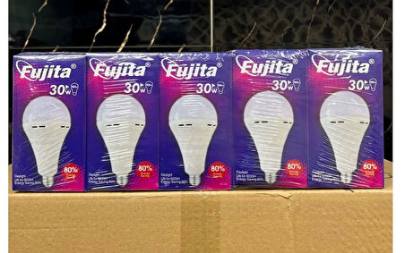 5 Adet FUJİTA Acil Aydınlatma Şarjlı 30w Beyaz Işık E27 Led Ampul