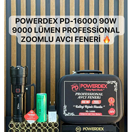 powerdex Pd-16000 90w 9000 Lümen Profesyonel Zoomlu Güçlü Uzun menzilli Avcı El Feneri (Yeni En Güçlü)