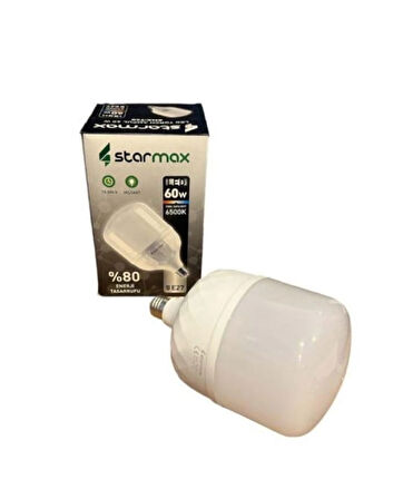 2 ADET-STARMAX 60W Torch LED Ampul E-27 Beyaz Işık 1750 LM