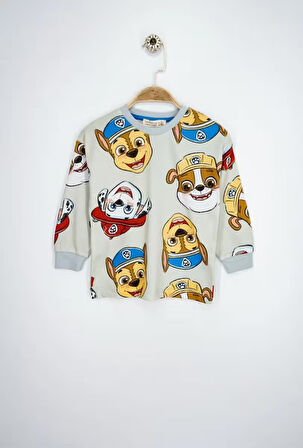 Paw Patrol Baskılı %100 Pamuk Uzun Kollu Erkek Çocuk  Bej Pijama Takımı (3,4,5,6,7,8 Yaş)