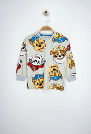 Paw Patrol Baskılı %100 Pamuk Uzun Kollu Erkek Bej Pijama Takımı (3,4,5,6,7,8 Yaş)