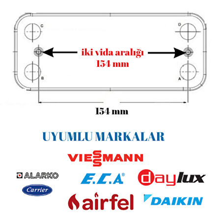 PLAKA EŞANJÖR ZILMET 12 PLAKA VIESSMAN 1D YENİ SERENA 17B1901224 154 MM