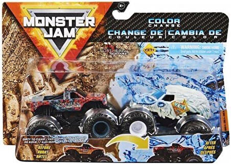 SPIN-6044943 Monster Jam Renk Değiştiren 1:64 Ikili Araba Seti 36072 Northern Nightmare Vs Yeti 