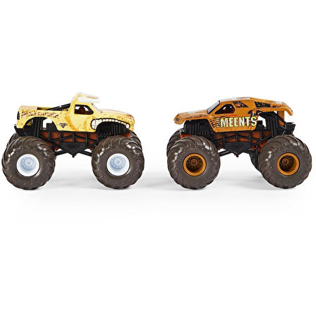 SPIN-6044943 Monster Jam Renk Değiştiren 1:64 Ikili Araba Seti 36072 Bulldozer Vs Team Meents