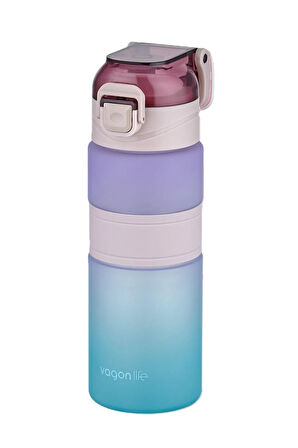 Çift Renk 600ml Kaydırmaz Silikon Gövde Rahat Içim-pipetsiz- Motivasyon Su Matarası