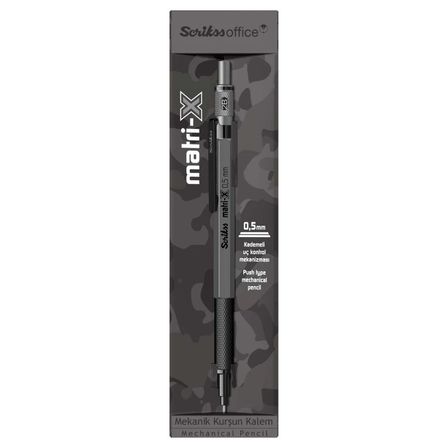 Scrikss Matri-X Versatil Kalem (Mekanik Uçlu Kurşun Kalem) 0.5 Mm Gri Şeffaf Ambalaj