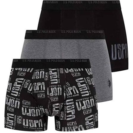 U.S. Polo Assn. Erkek 3 Lü Boxer Set Antrasit-Siyah-Gri