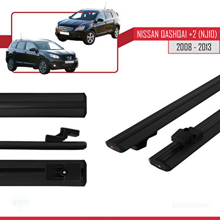 Nissan Qashqai +2 (NJ10) 2008-2013 Arası ile Uyumlu BASIC Model Ara Atkı Tavan Barı Siyah 2 Adet