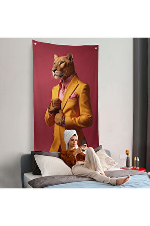 İnsan Kıyafetli Zarif Panter Duvar Örtüsü-7793