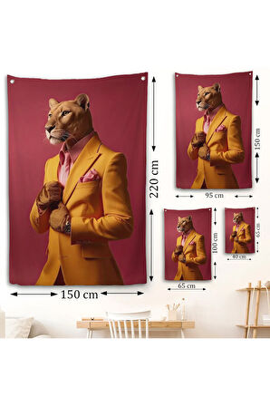 İnsan Kıyafetli Zarif Panter Duvar Örtüsü-7793