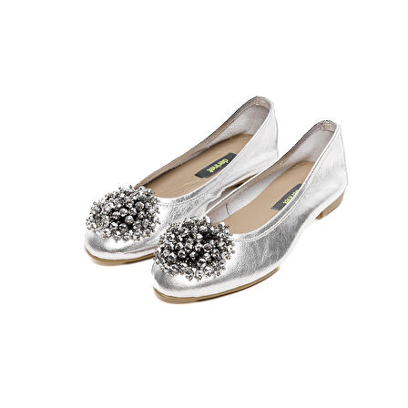 Hakiki Deri Taşlı Kadın Babet