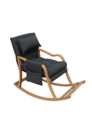 Reyo Paşa Ahşap Sallanan Sandalye, Çıkartılabilir Kılıflı Minderli, Boyun Yastıklı Dinlenme Koltuğu 