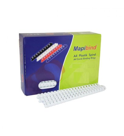 Mapibind Spiral Plastik 235-280 Sayfa Kapasiteli 28 Mm Beyaz 2012800 (50 Li Paket)