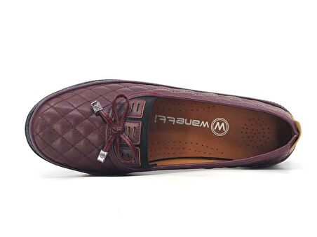 Wn Atom Capiton Bağcıksız Ortapedik Rahat Taban Anne Ayakkabısı Bordo Tarz137